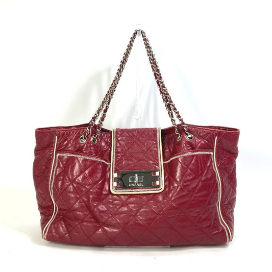 Chanel Sac Chain Tote en cuir rouge