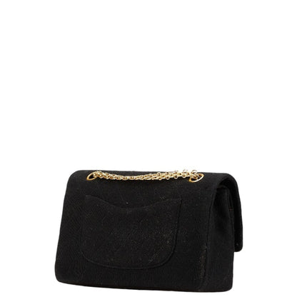 Chanel Sac Double Flap en coton noir