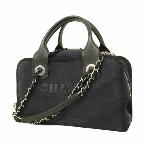 Chanel Sac Deauville en toile noir
