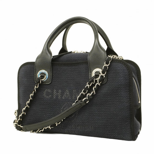 Chanel Sac Deauville en toile noir