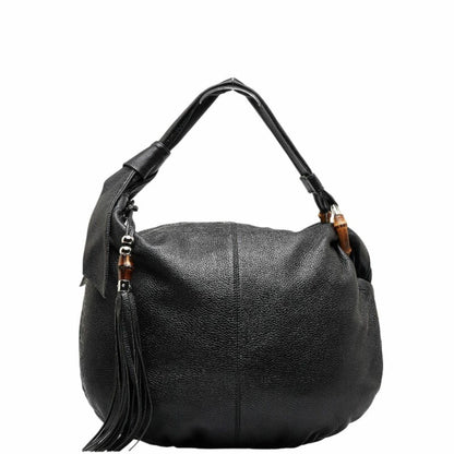 GUCCI Bamboo Hobo One Shoulder Bag 232930 Black Leather Women's