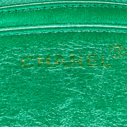 Chanel Leather Coco Mark Matelasse Handbag Green Gold