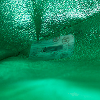 Chanel Leather Coco Mark Matelasse Handbag Green Gold