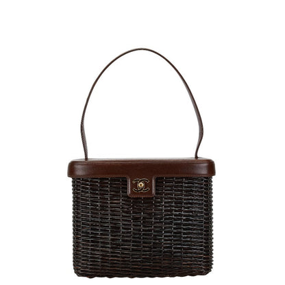 Chanel Coco Mark Rattan Handbag Brown