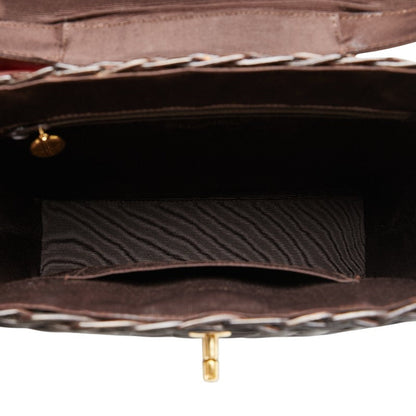 Chanel Coco Mark Rattan Handbag Brown