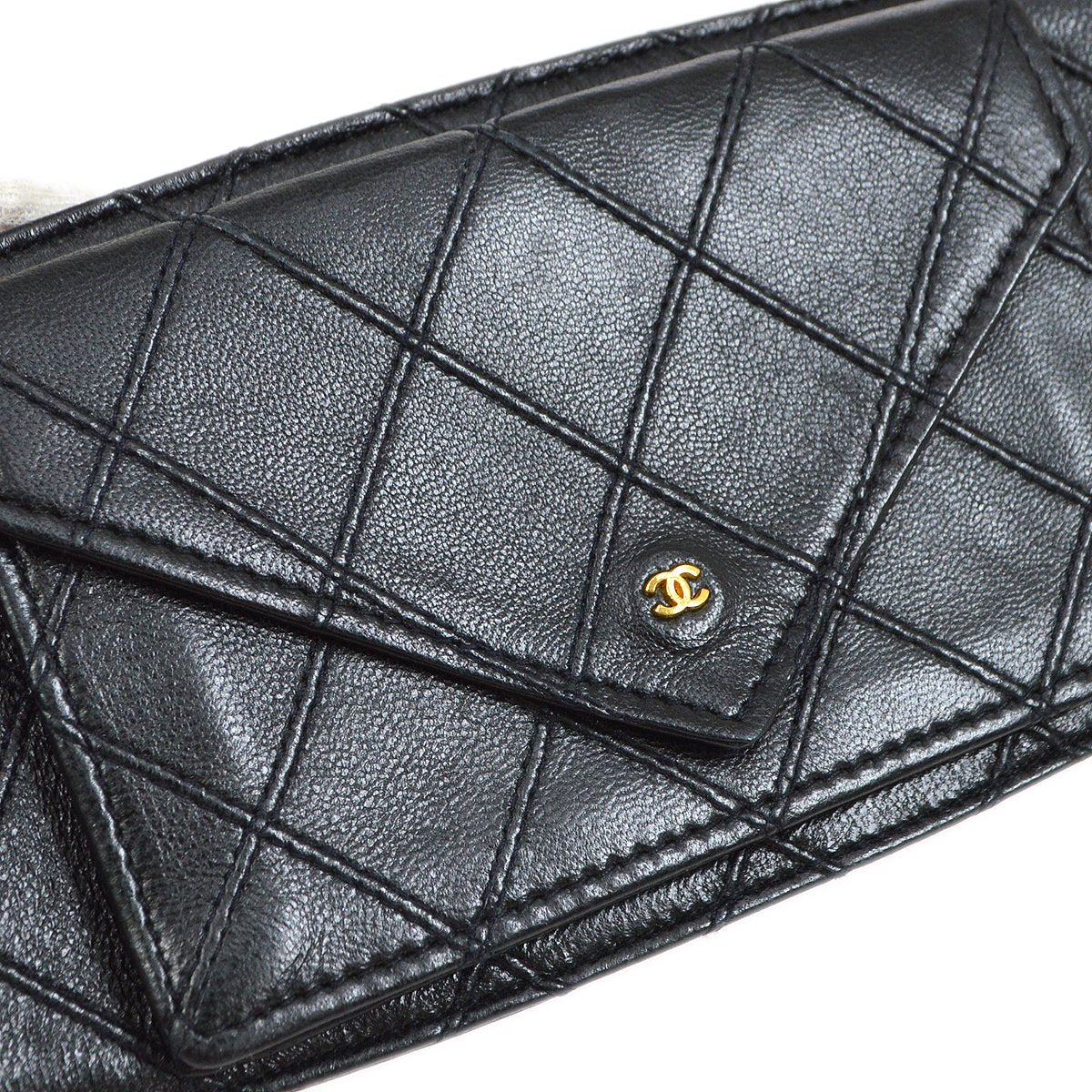 CHANEL 1980s Black Lambskin Cosmoline Pocket Bum Bag #75