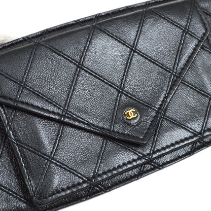 CHANEL 1980s Black Lambskin Cosmoline Pocket Bum Bag #75