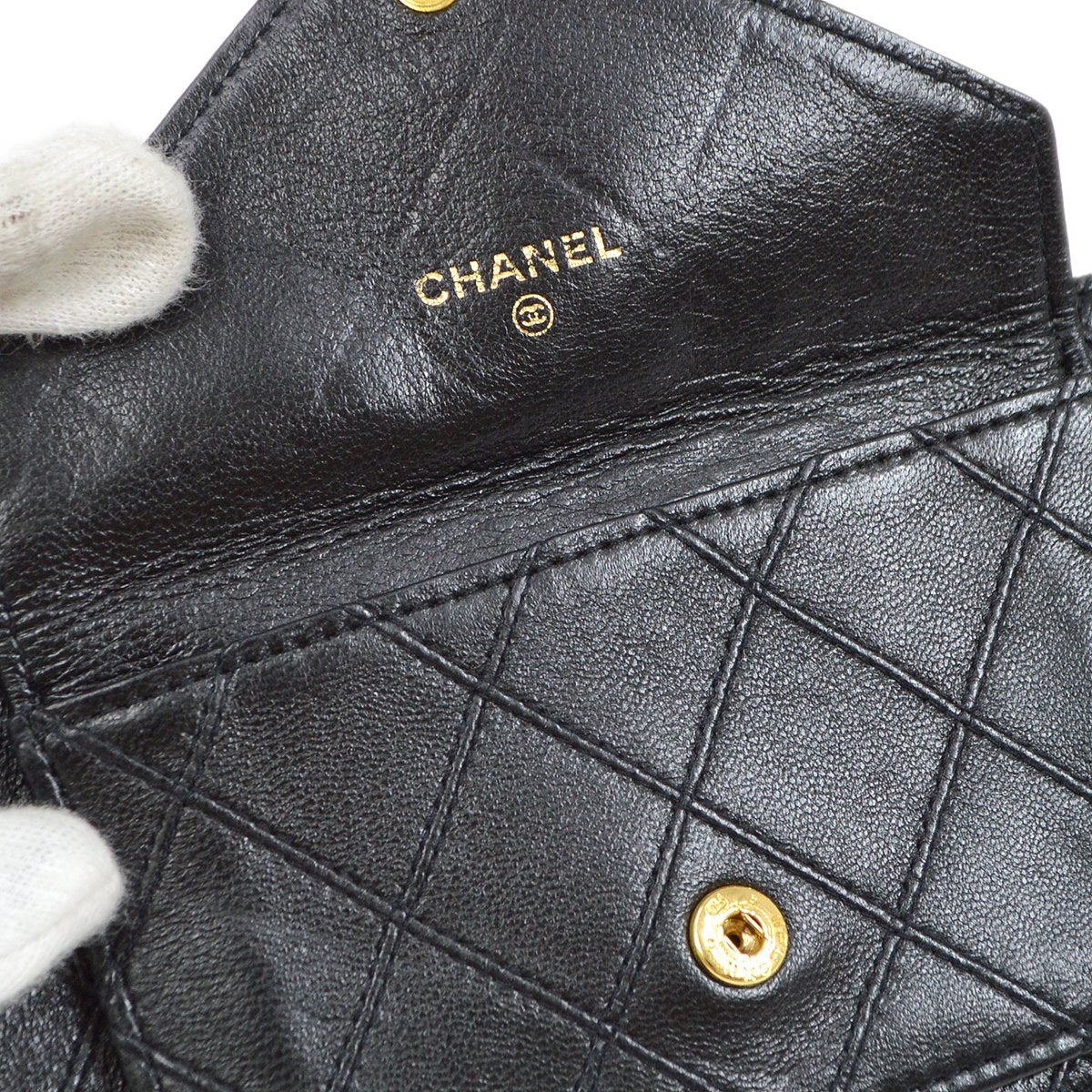 CHANEL 1980s Black Lambskin Cosmoline Pocket Bum Bag #75