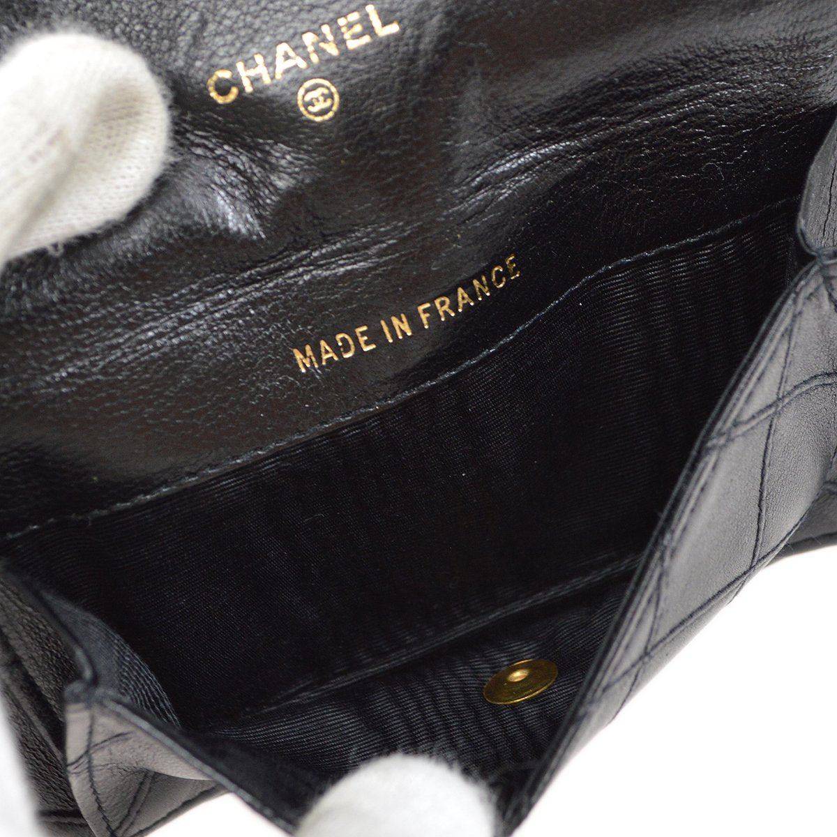 CHANEL 1980s Black Lambskin Cosmoline Pocket Bum Bag #75