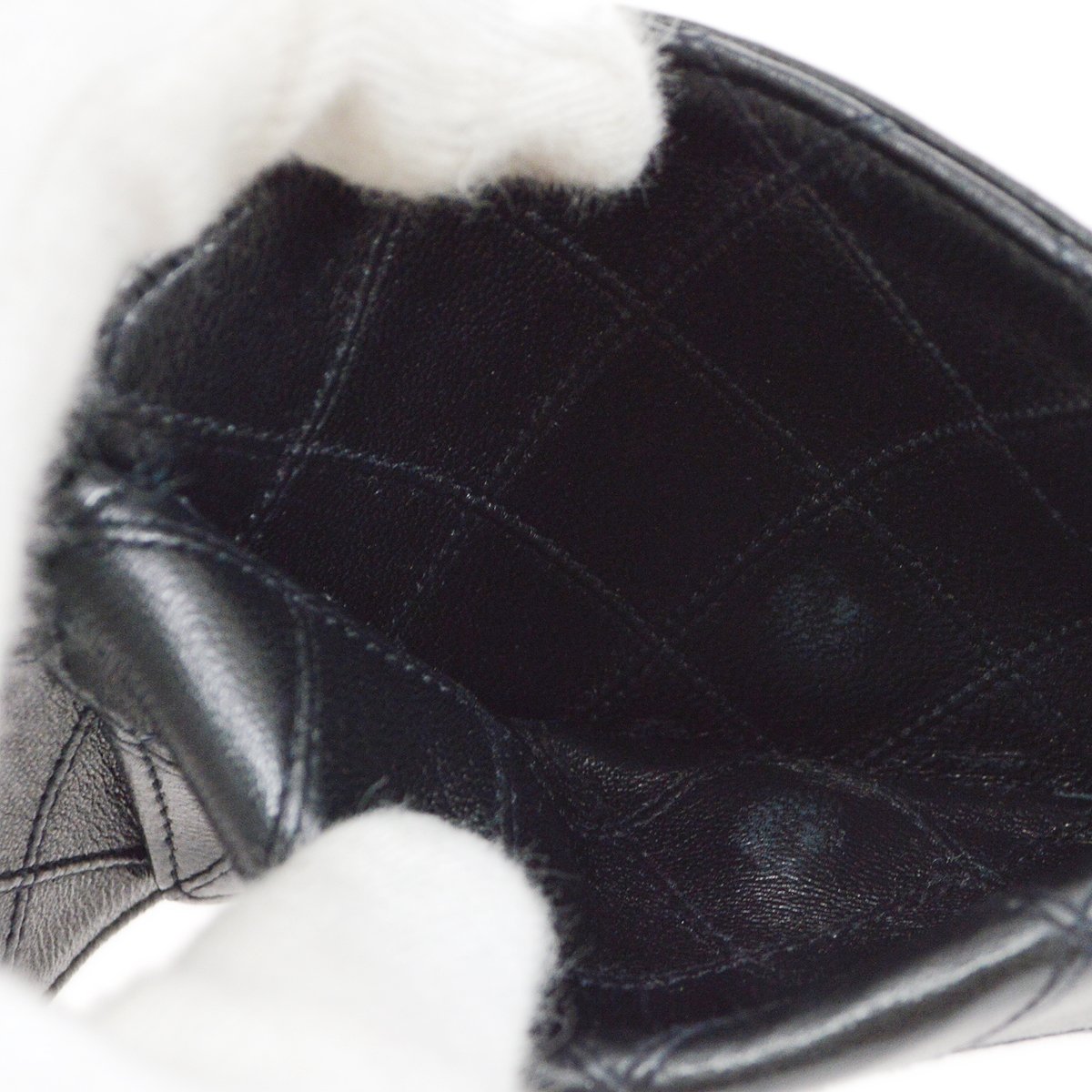 CHANEL 1980s Black Lambskin Cosmoline Pocket Bum Bag #75