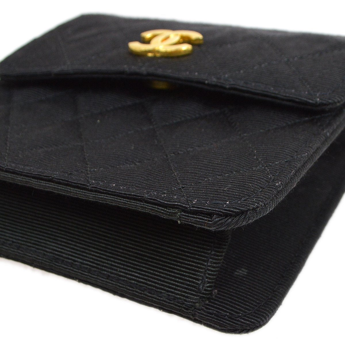 CHANEL 1989-1991 Black Canvas Quilted Belt Bag