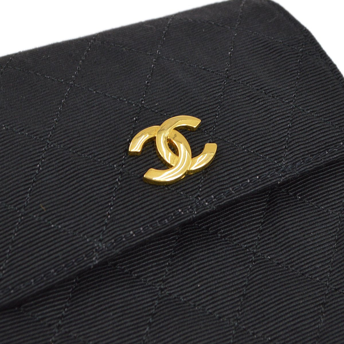 CHANEL 1989-1991 Black Canvas Quilted Belt Bag