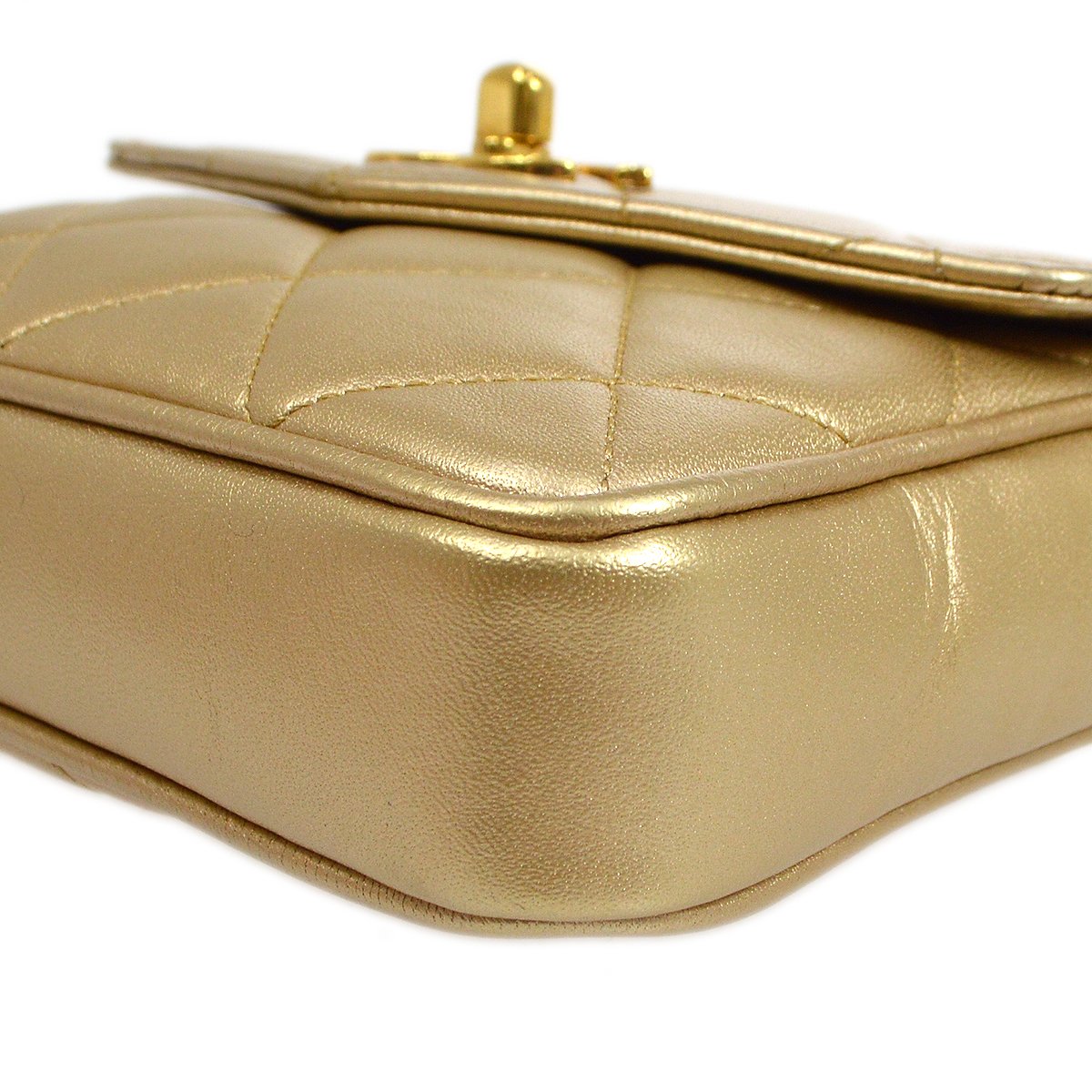 CHANEL 1991-1994 Gold Lambskin Quilted Belt Bag #75