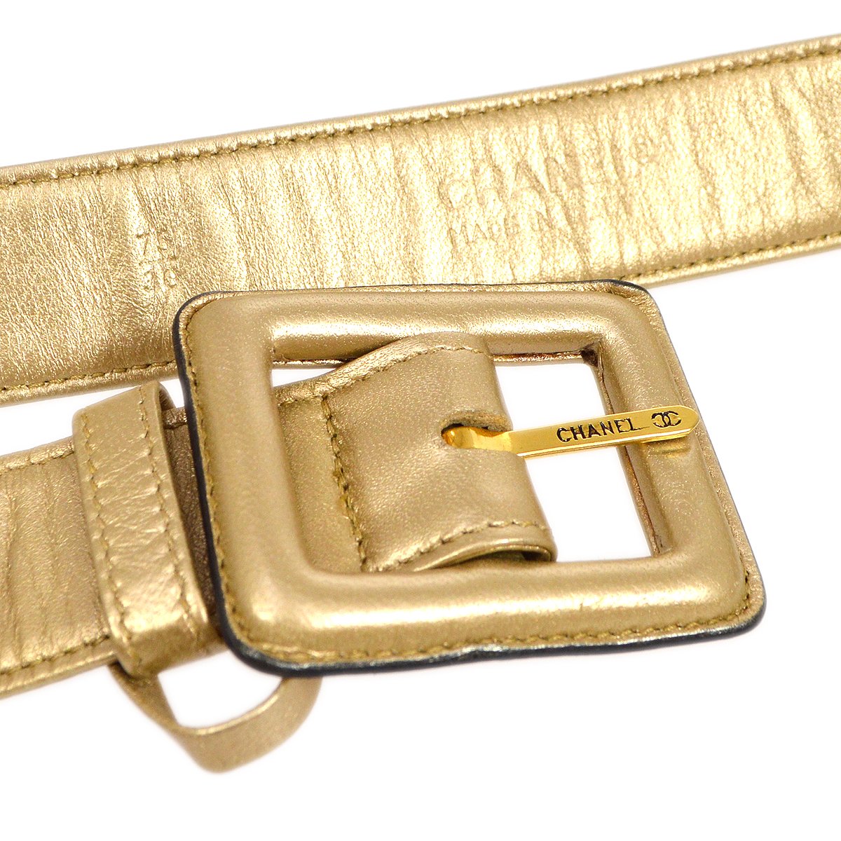 CHANEL 1991-1994 Gold Lambskin Quilted Belt Bag #75