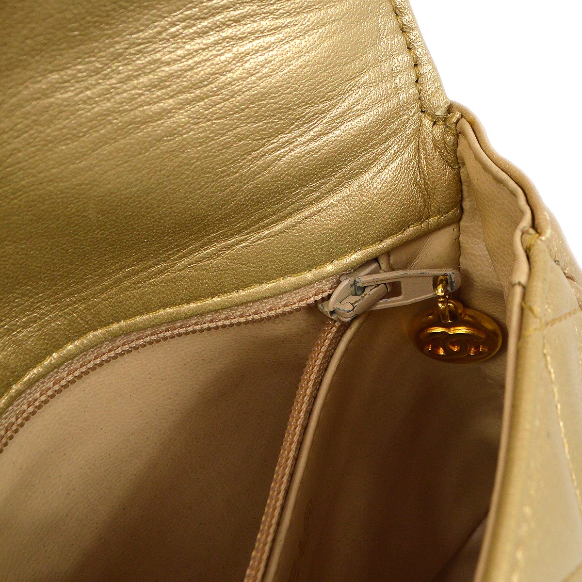 CHANEL 1991-1994 Gold Lambskin Quilted Belt Bag #75