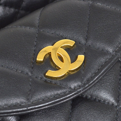 CHANEL 1994 Black Lambskin Quilted Belt Bag with Medallion Chain #80