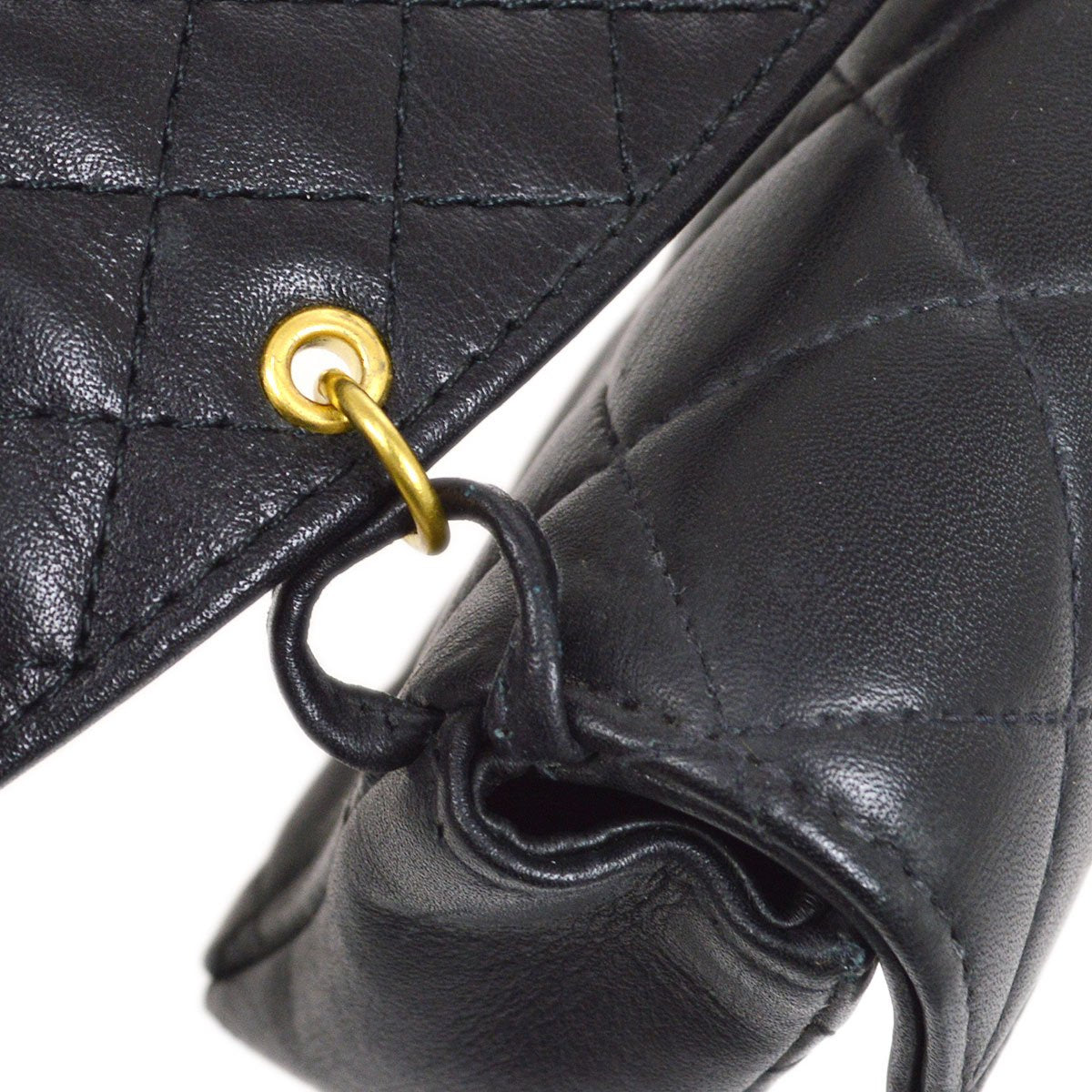 CHANEL 1994 Black Lambskin Quilted Belt Bag with Medallion Chain #80