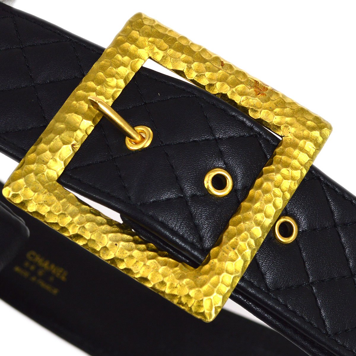 CHANEL 1994 Black Lambskin Quilted Belt Bag with Medallion Chain #80