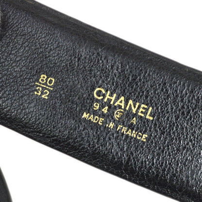 CHANEL 1994 Black Lambskin Quilted Belt Bag with Medallion Chain #80