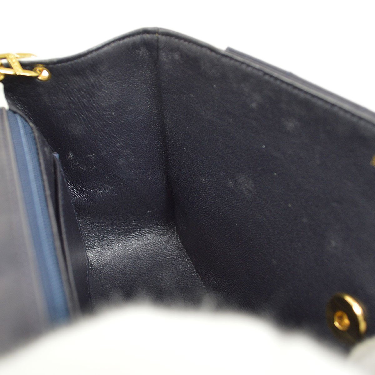 CHANEL 1991-1994 Vertical Border Flap Small Navy Lambskin