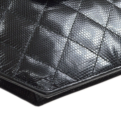 CHANEL 1989-1991 Black Lizard Octagonal Flap Bag