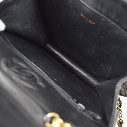 CHANEL 1989-1991 Black Lizard Octagonal Flap Bag