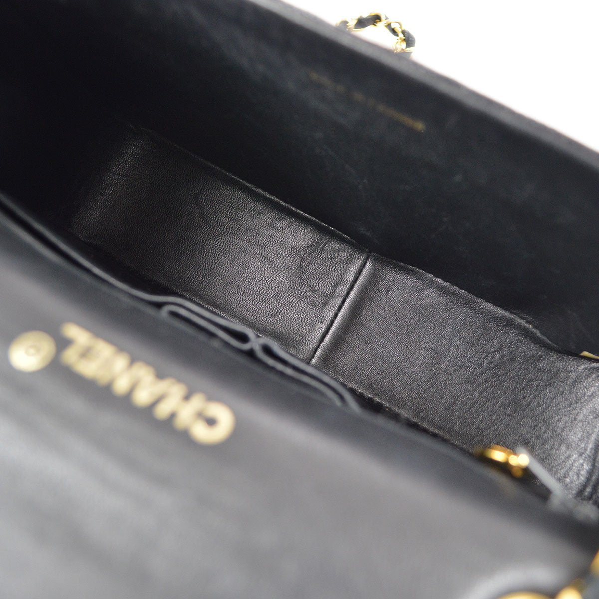CHANEL * 1989-1991 Turnlock Full Flap Small Black Lizard
