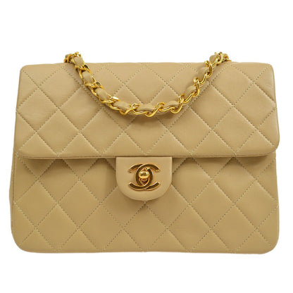 CHANEL 1989-1991 Classic Square Flap 20 Beige Lambskin