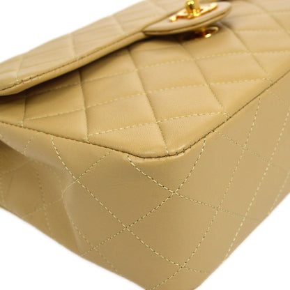 CHANEL 1989-1991 Classic Square Flap 20 Beige Lambskin