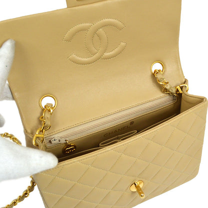 CHANEL 1989-1991 Classic Square Flap 20 Beige Lambskin