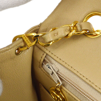 CHANEL 1989-1991 Classic Square Flap 20 Beige Lambskin