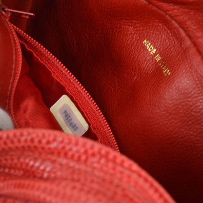 CHANEL 1986-1988 Red Lizard Diamond Camera Bag Mini