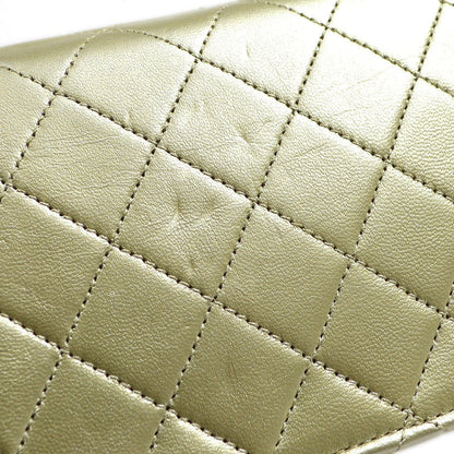 CHANEL 1989-1991 Gold Lambskin Straight Flap Micro