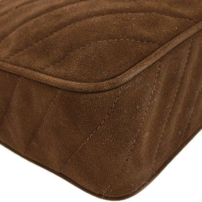 CHANEL 1991-1994 Brown Suede Diagonal Camera Bag Small