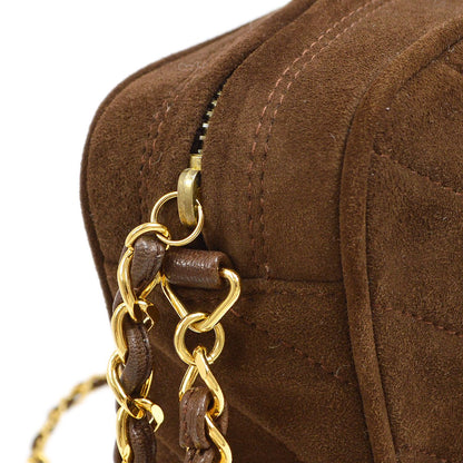 CHANEL 1991-1994 Brown Suede Diagonal Camera Bag Small