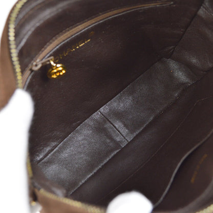CHANEL 1991-1994 Brown Suede Diagonal Camera Bag Small