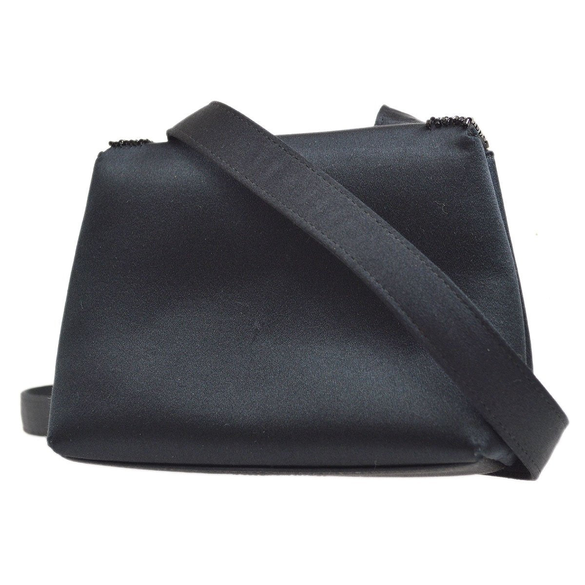 CHANEL 1998 Black Satin Beaded Trimmed Flap Bag