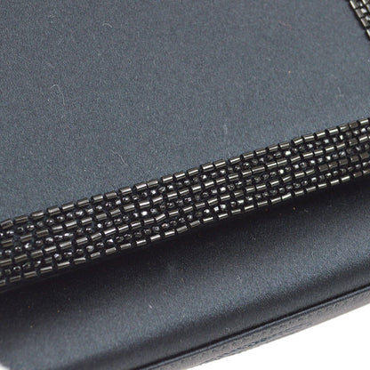 CHANEL 1998 Black Satin Beaded Trimmed Flap Bag