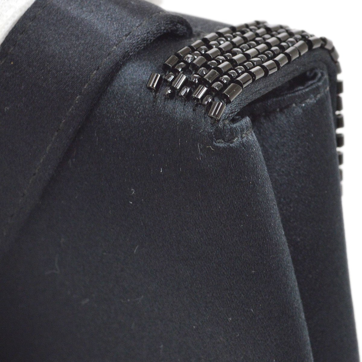 CHANEL 1998 Black Satin Beaded Trimmed Flap Bag