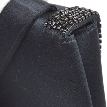 CHANEL 1998 Black Satin Beaded Trimmed Flap Bag