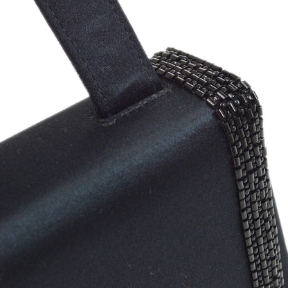 CHANEL 1998 Black Satin Beaded Trimmed Flap Bag