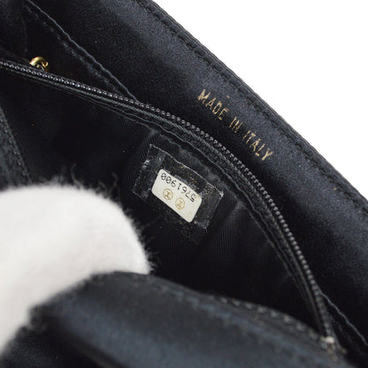 CHANEL 1998 Black Satin Beaded Trimmed Flap Bag