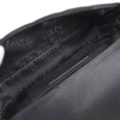 CHANEL 2009-2010 Camellia Choco Bar Single Chain Shoulder Bag Black Satin