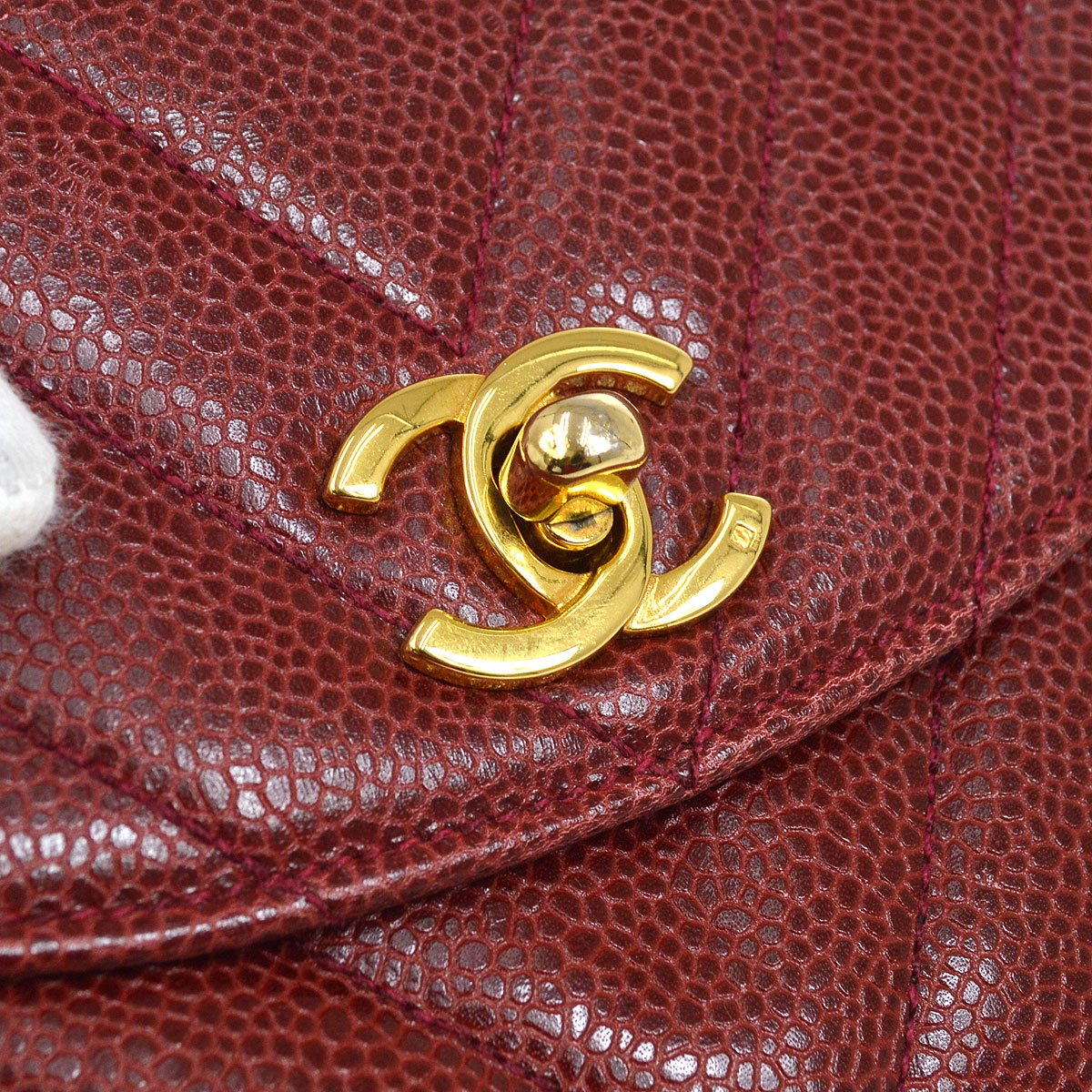 CHANEL 2001-2003 Bordeaux Caviar Chevron Belt Bag #70