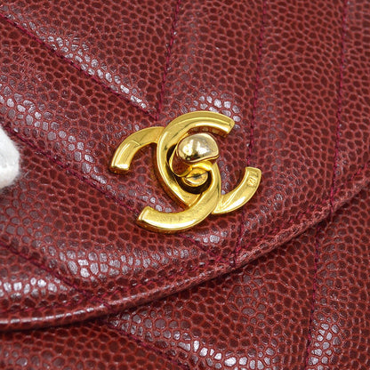 CHANEL 2001-2003 Bordeaux Caviar Chevron Belt Bag #70