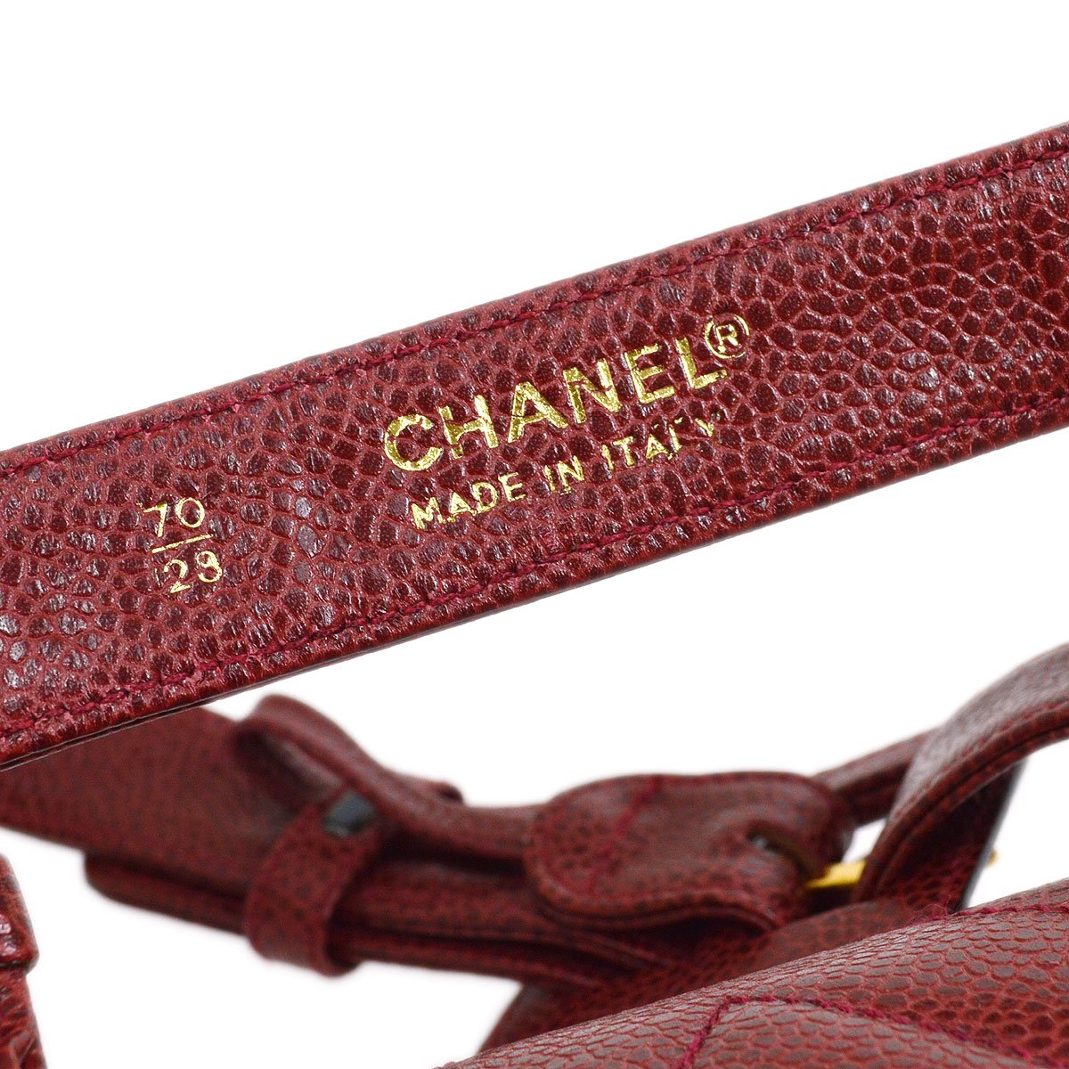 CHANEL 2001-2003 Bordeaux Caviar Chevron Belt Bag #70