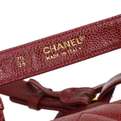 CHANEL 2001-2003 Bordeaux Caviar Chevron Belt Bag #70
