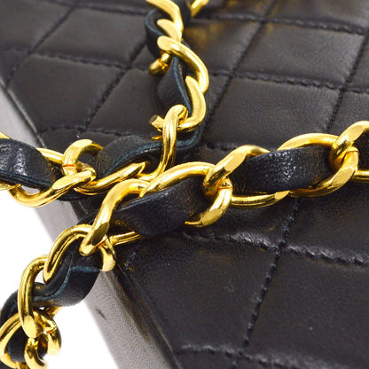 CHANEL 1989-1991 Black LAMBSKIN Straight FLAP MICRO