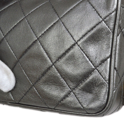 CHANEL 1991-1994 Metallic Gray Lambskin Diamond Camera Bag Mini