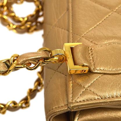CHANEL 1991-1994 Gold Lambskin Straight Flap Mini